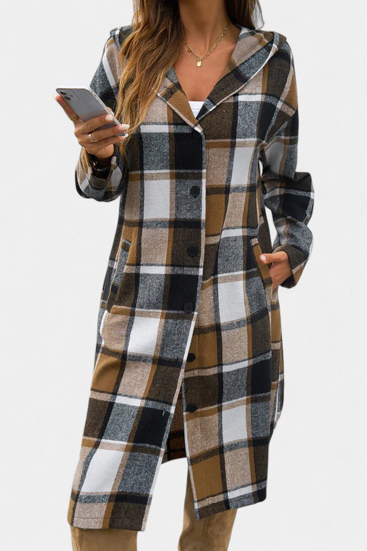 Swanhilde – Karierte Jacke mit Kapuze von Amora Bern, Ansicht 8