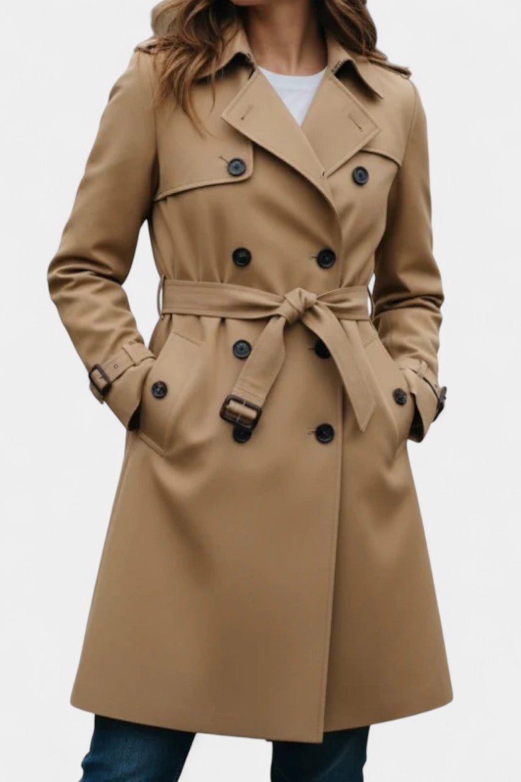 Perpetua – Zweireihiger Trenchcoat mit Gürtel von Amora Bern, Ansicht 8