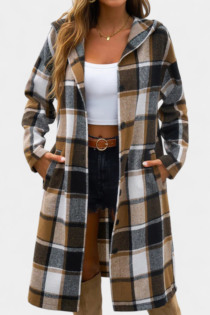 Swanhilde – Karierte Jacke mit Kapuze von Amora Bern, Ansicht 9