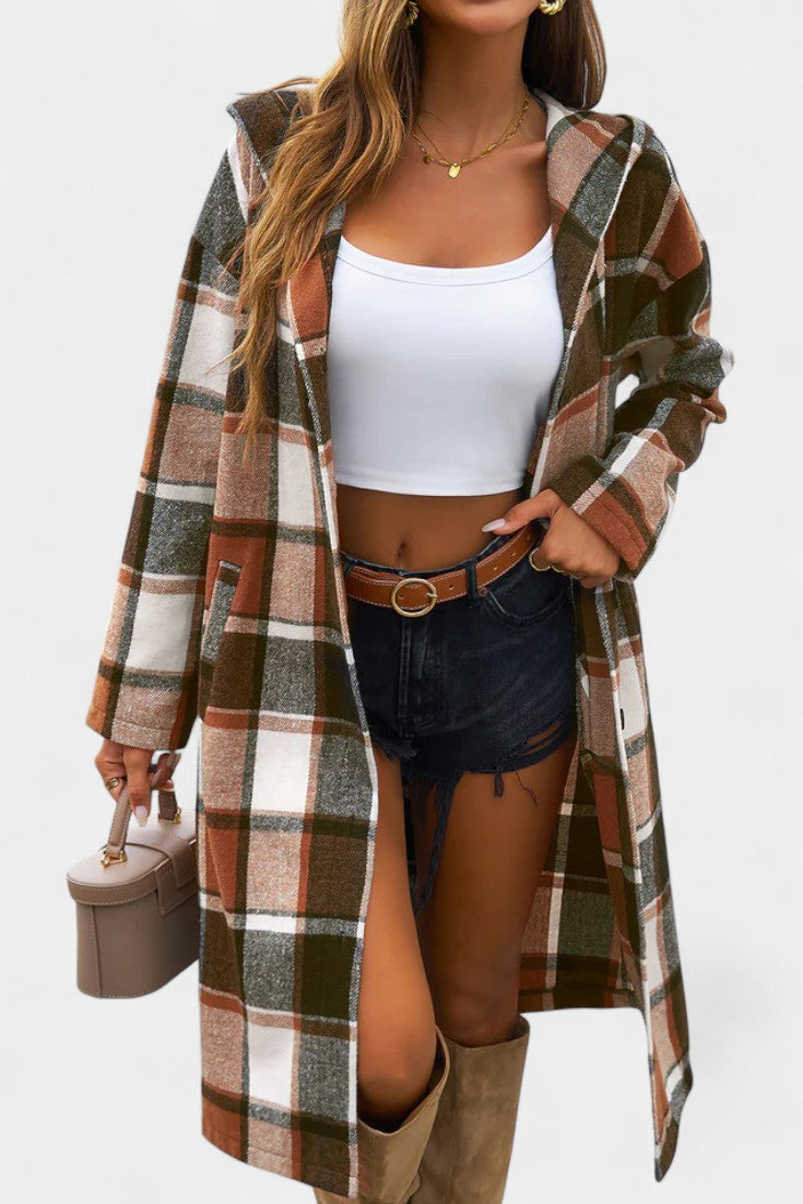 Swanhilde – Karierte Jacke mit Kapuze von Amora Bern, Ansicht 13
