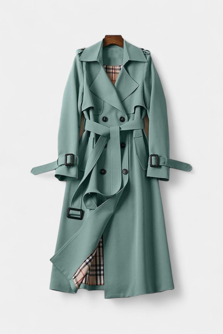 Perpetua – Zweireihiger Trenchcoat mit Gürtel von Amora Bern, Ansicht 11