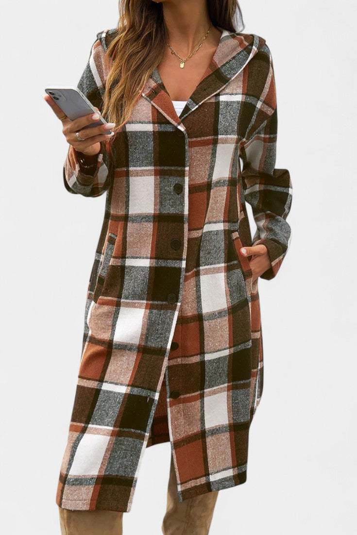 Swanhilde – Karierte Jacke mit Kapuze von Amora Bern, Ansicht 12