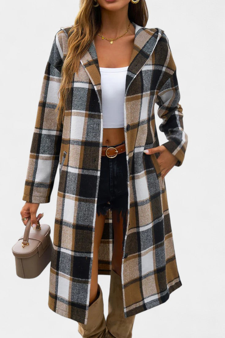 Swanhilde – Karierte Jacke mit Kapuze von Amora Bern, Ansicht 7