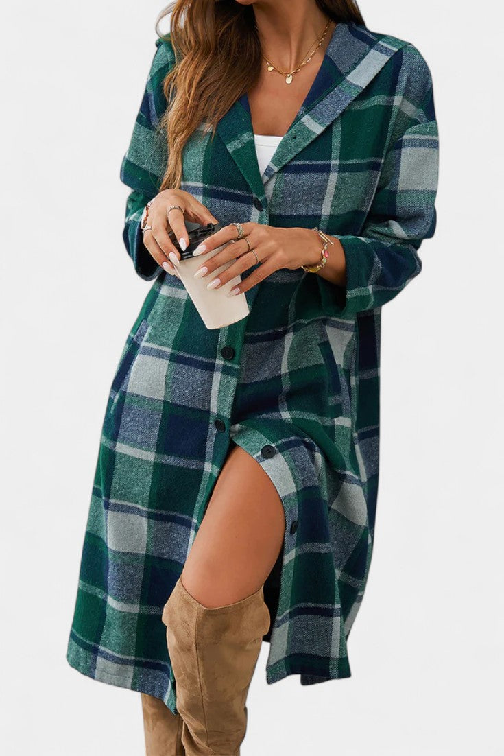 Swanhilde – Karierte Jacke mit Kapuze von Amora Bern, Ansicht 6