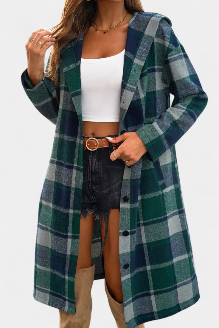 Swanhilde – Karierte Jacke mit Kapuze von Amora Bern, Ansicht 4