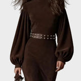 Regelinda – Langes Retrokleid mit Stehkragen von Amora Bern