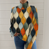 Amalia – Rollkragenpullover mit Retro-Tropfenmuster von Amora Bern