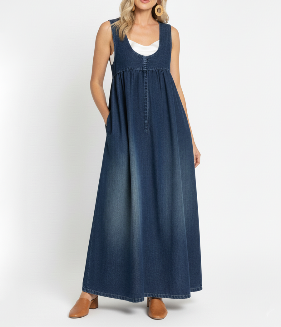 Bertrada – Langes Vintage-Denimkleid aus weicher Baumwolle von Amora Bern, Ansicht 2