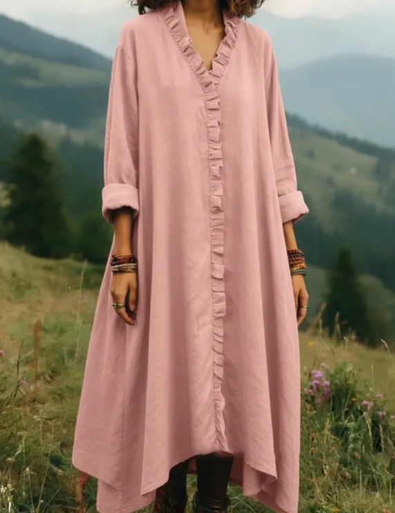 Alma – Langärmliges A-Linien-Kleid mit Volants
