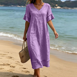 Rosa – Leichtes Strandkleid mit Rüschendetails