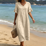 Rosa – Leichtes Strandkleid mit Rüschendetails