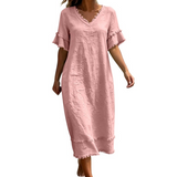 Rosa – Leichtes Strandkleid mit Rüschendetails