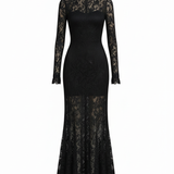 Veronika™ | Schwarzes Spitzen-Maxikleid